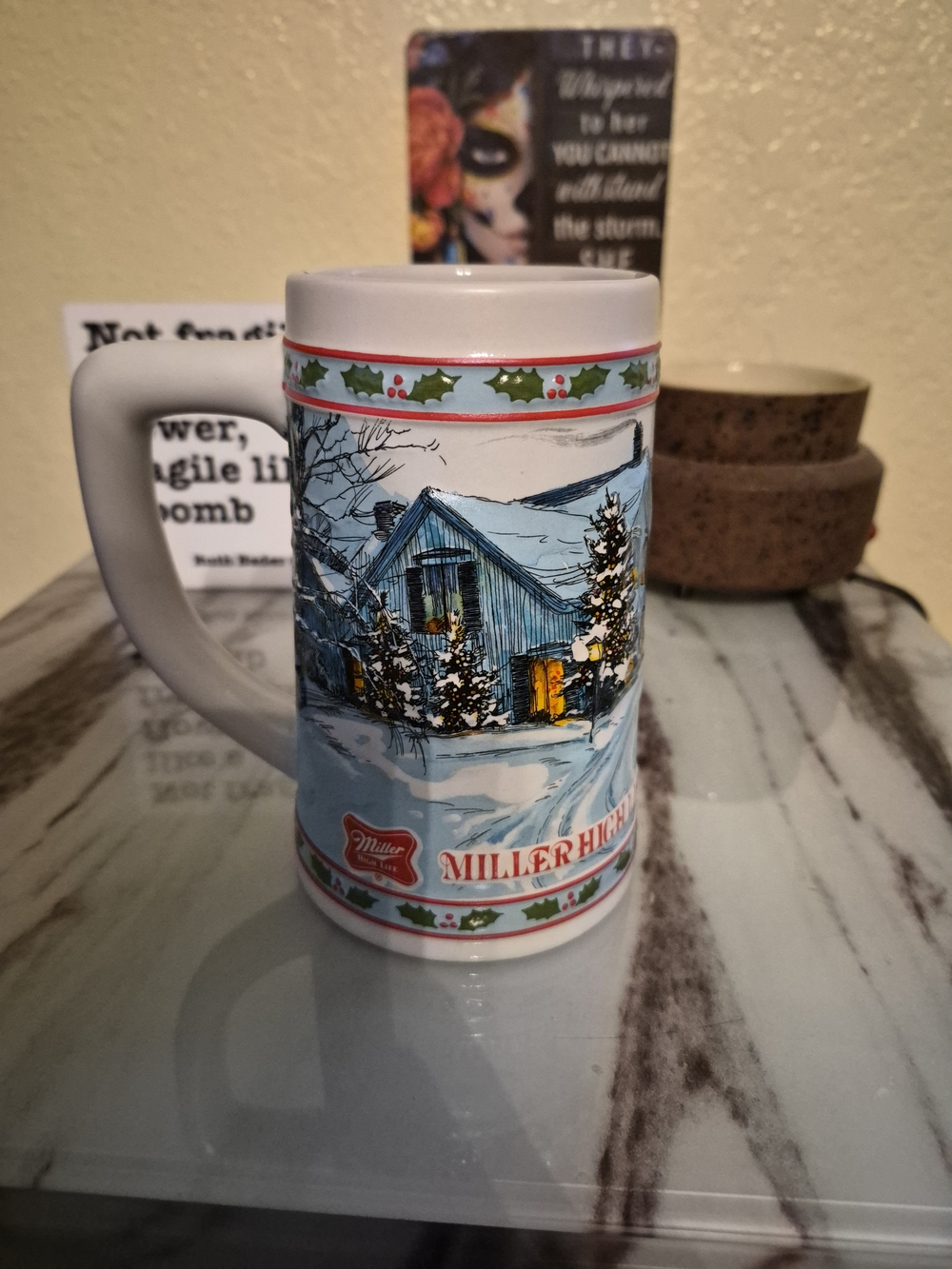 Miller High Life Holiday Ceramic Stein - Blue Winter Barn
